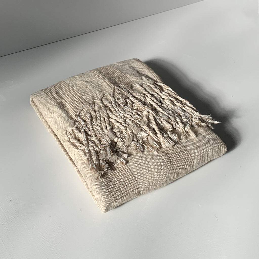 Raw Linen Peştemal Towel - Stripe